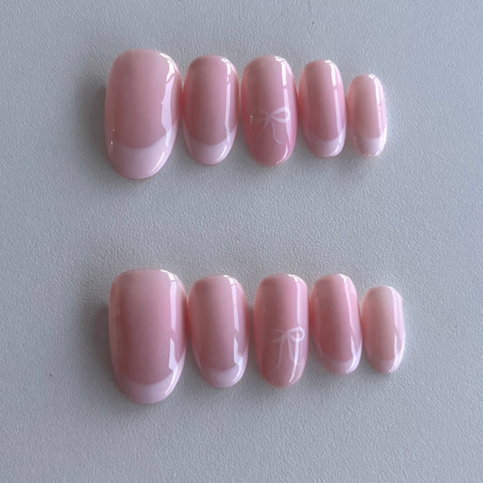 Custom Size 0-4-4-6-9 / Pink French with Bow - Ready Made